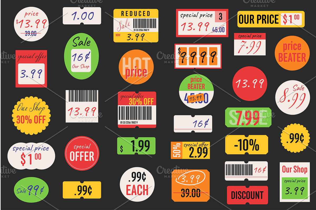 Price Tags Stickers, a Finance Illustration by alexdndz