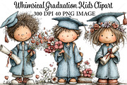 Whimsical Graduation Kids Clipart, a Seasonal Illustration by Canvas Craft (Thumbnail 1 of 10)