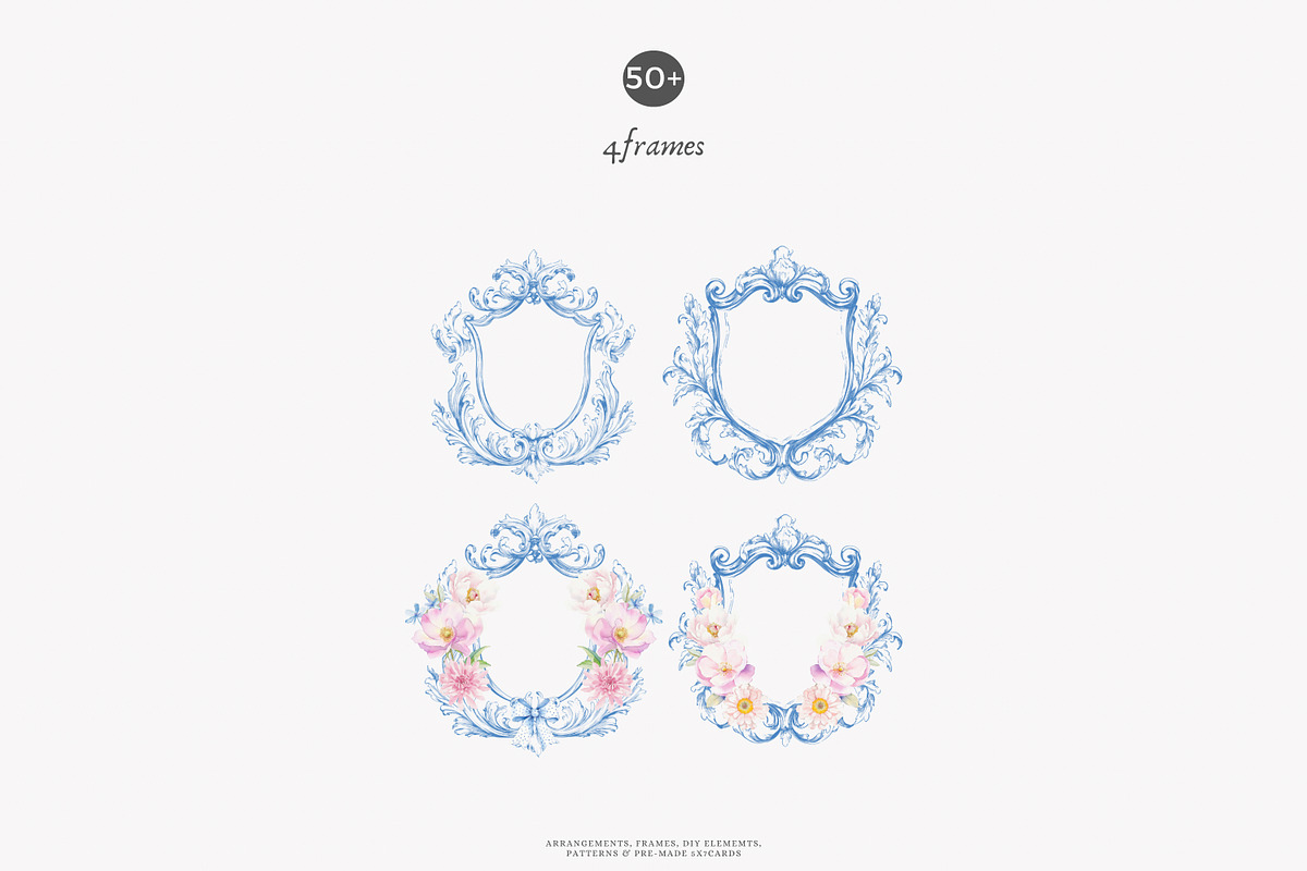 royal bloom watercolor floral set, a Decorative Illustration by Patishop Art (Photo 9 of 10)