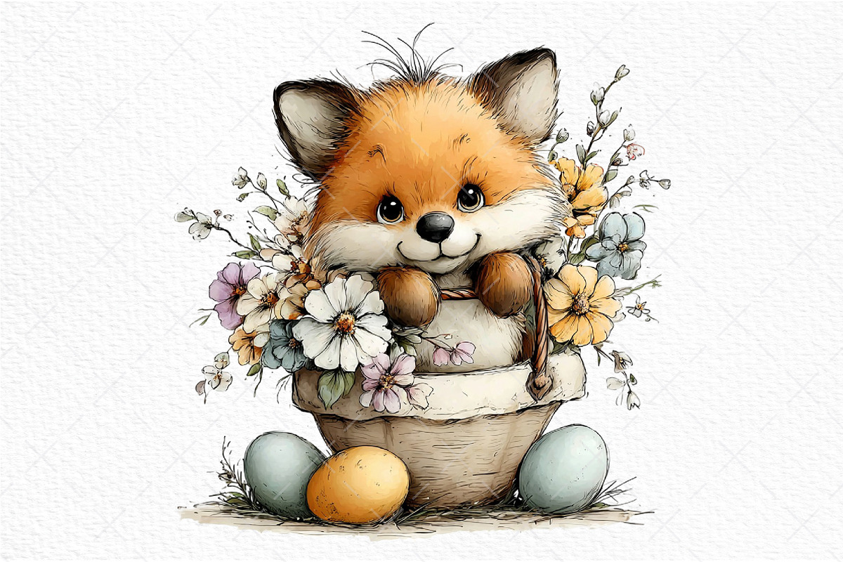 Whimsical Funny Easter Fox Clipart, an Illustration by Craft Nest (Photo 11 of 11)