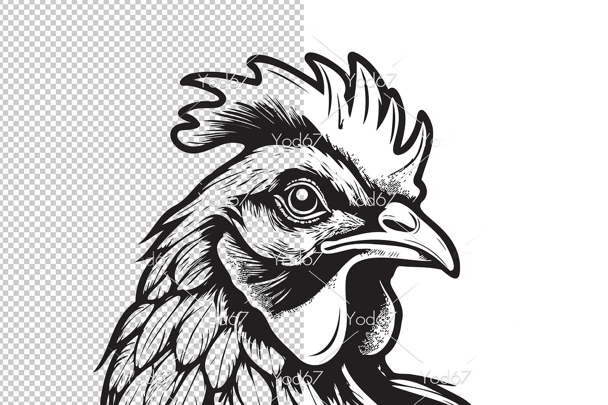 Vector of chicken head design., an Animal Illustration by yod67 (Photo 2 of 6)