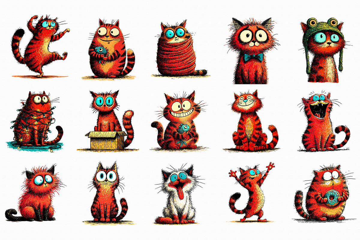 Funny Cat Clipart, an Illustration by Libby Wishes (Photo 4 of 6)