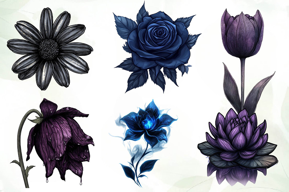 Dark Moody Gothic Flower, an Illustration by CreationArt (Photo 3 of 4)