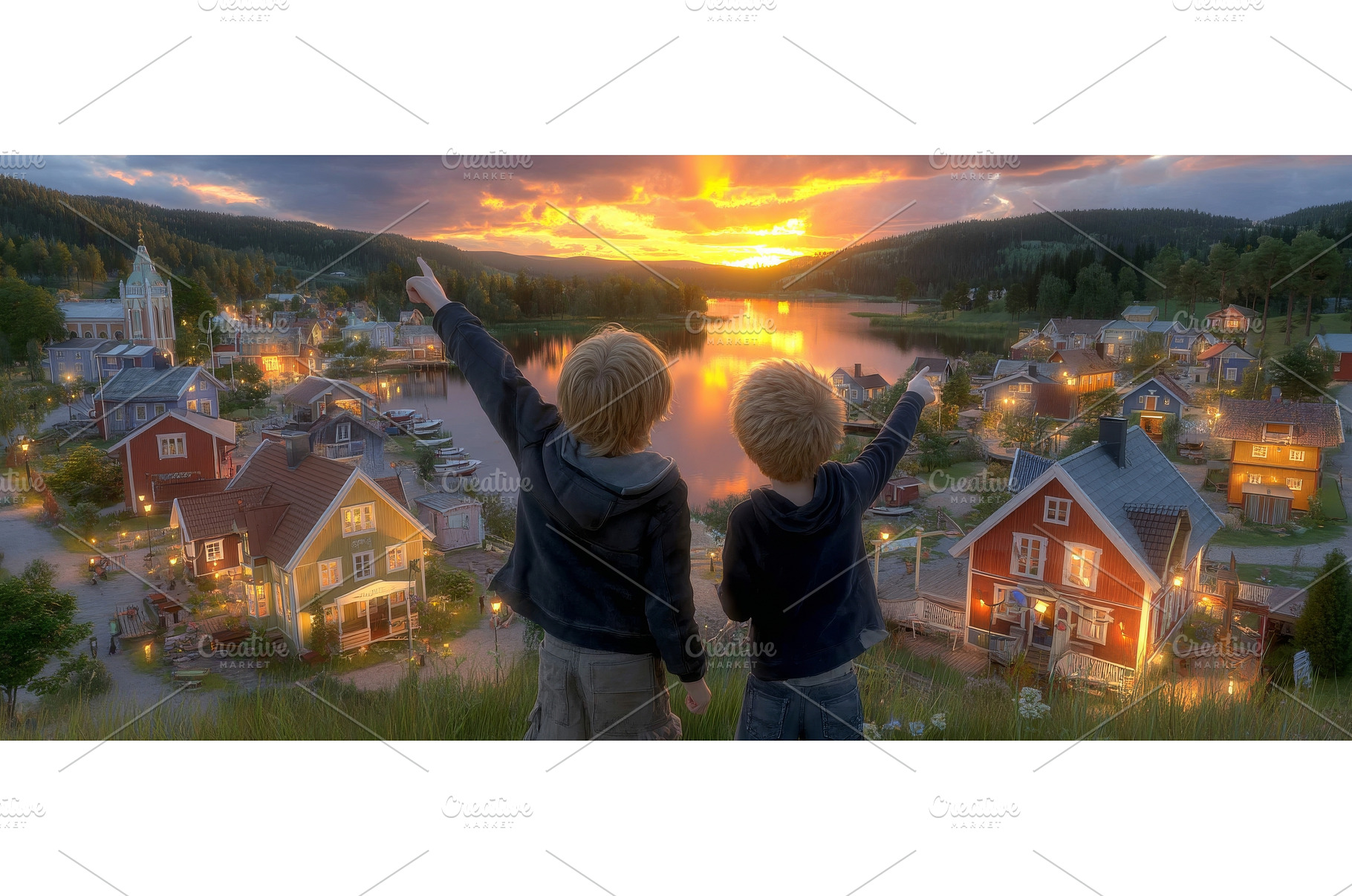 As sunset approaches, a father and, a Person Photo by ZinetroN