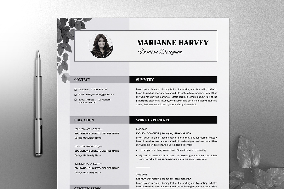 Floral Resume / CV Template, a Resume Template by ResumeInventor (Photo 1 of 6)