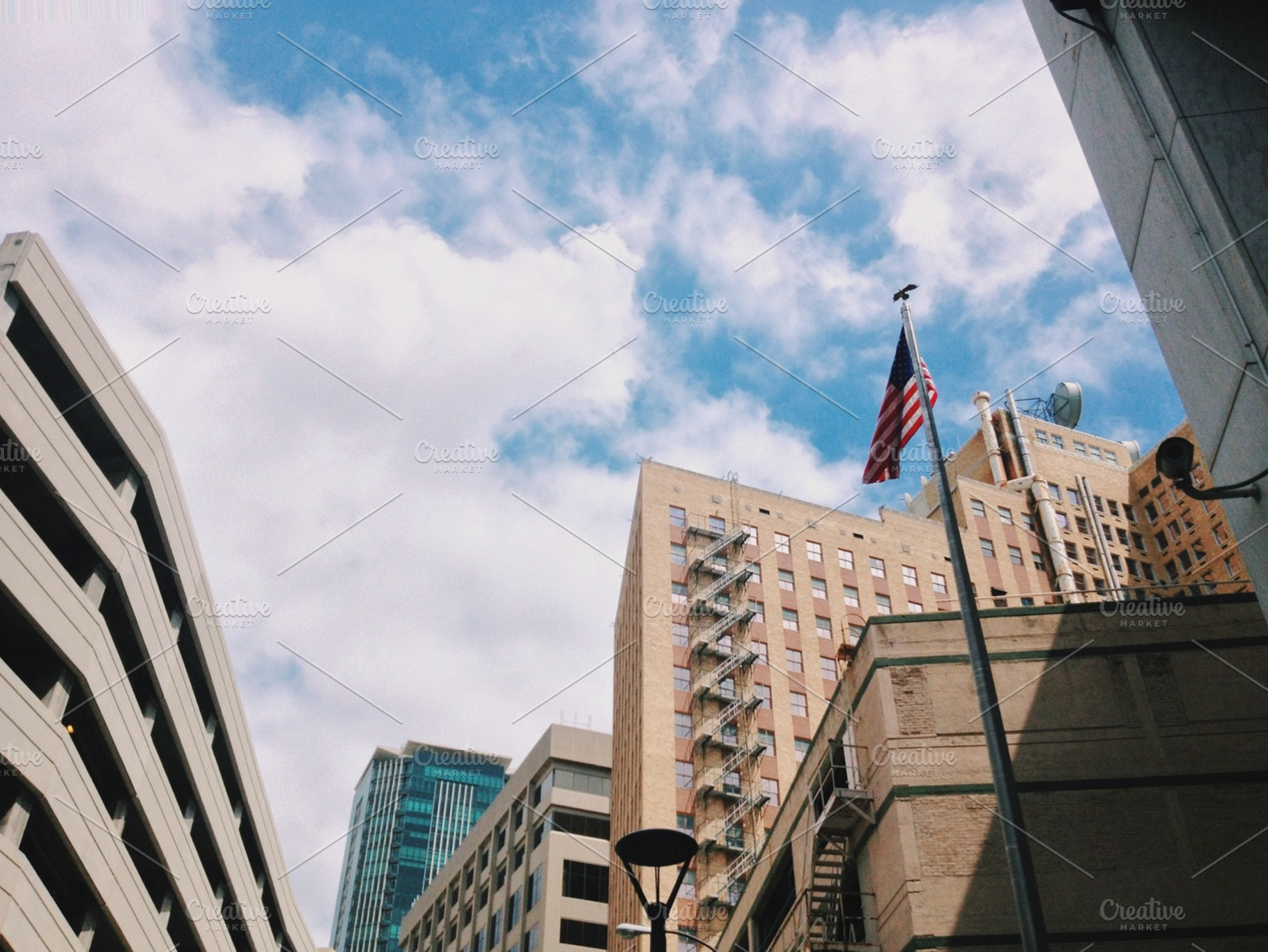 Looking Up At Buildings In Texas