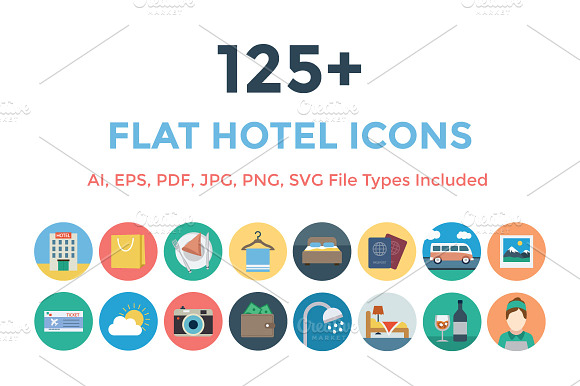 125+ Flat Hotel Icons preview 6
