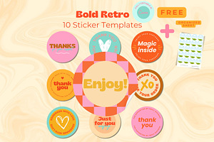 Bold Retro Sticker Templates, a Stationery Template by Hell Yeah Designs