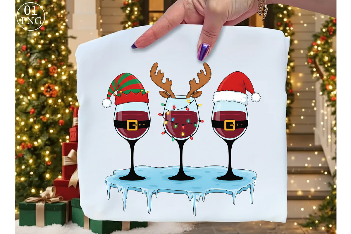 Christmas Wine Glasses Png, an Illustration by Libby Wishes (Photo 1 of 8)