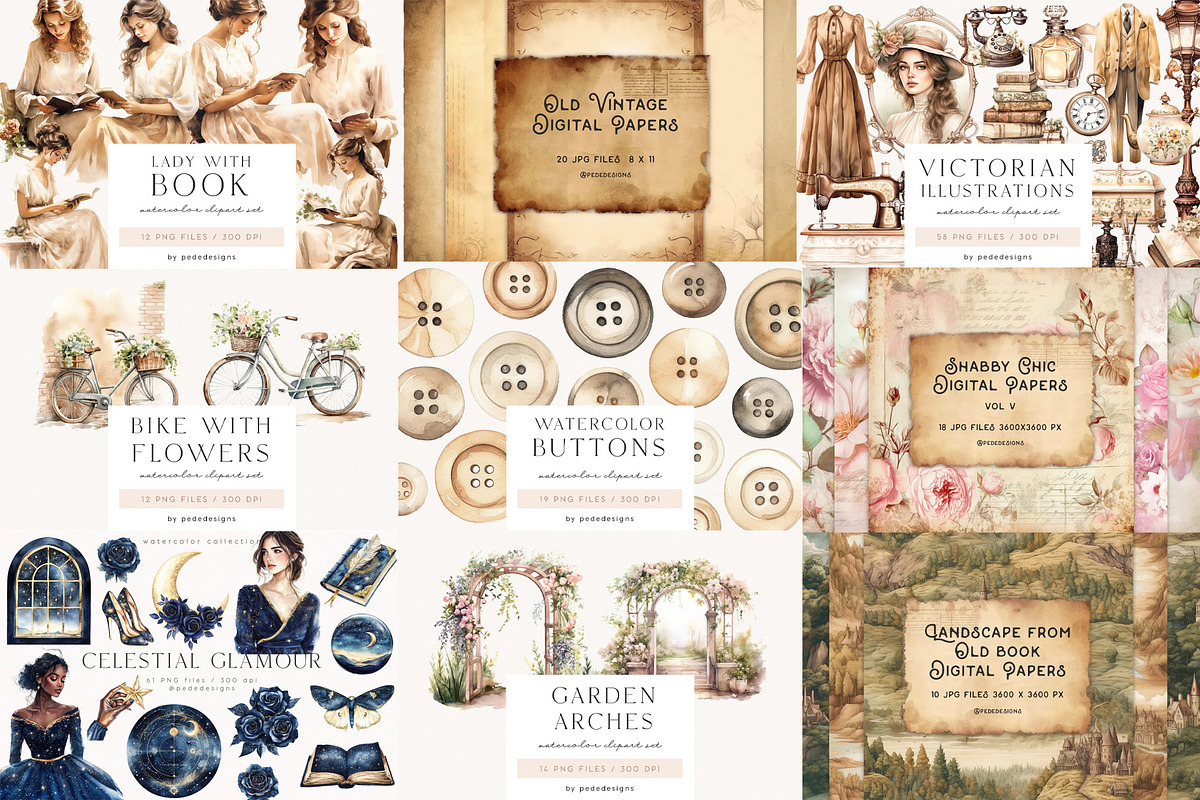 Scrapbooking Bundle II, a Decorative Illustration by PeDe Designs (Photo 5 of 11)