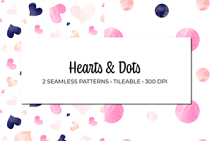 Hearts & Dots Seamless Patterns