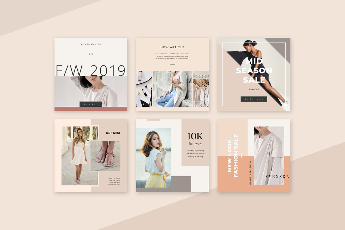 Pastel Instagram Pack PS & Canva, a Social Media Template by Studio Siv (Photo 2 of 6)
