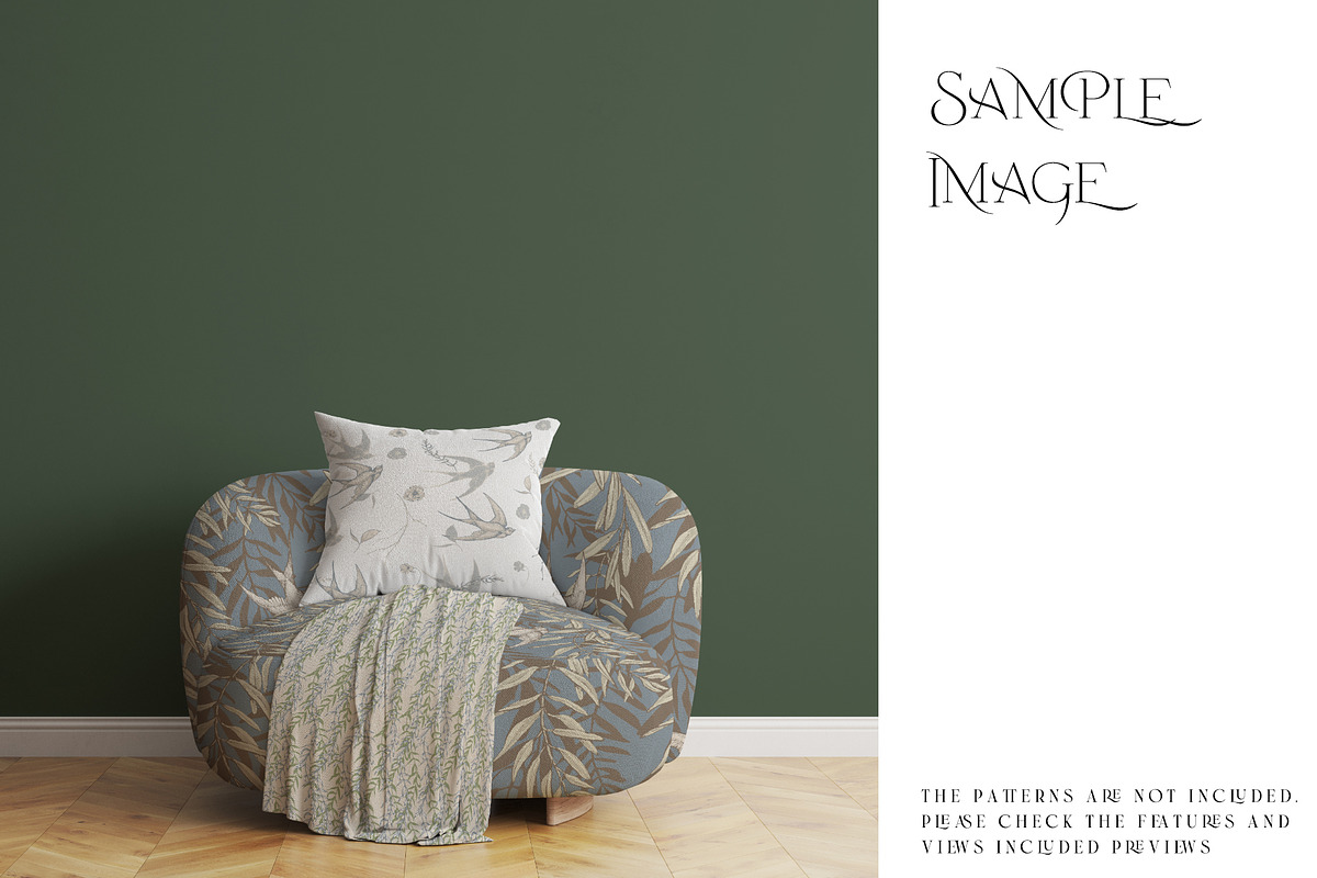 Armchair Upholstery Pillow & Blanket, a Product Mockup by mock-ups (Photo 4 of 10)