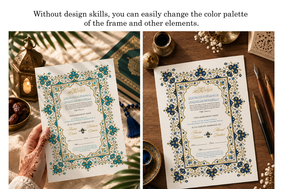 Islamic nikah wedding contract, a Poster Template by Artemieva Kateryna (Photo 3 of 5)