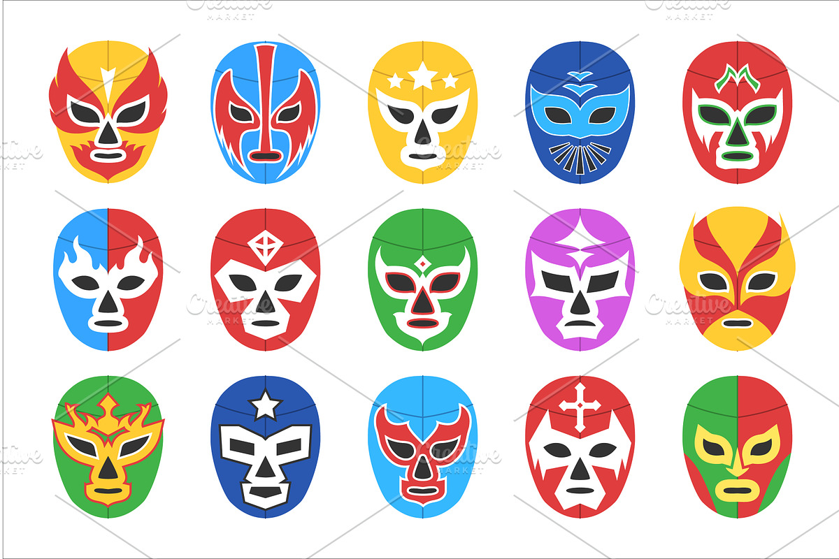 Colorful lucha libre mask for, a Person Illustration by studioworkstock