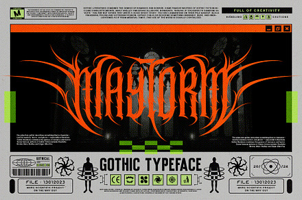 Maytorm Modern Metal Typeface, a Blackletter Font by alit design