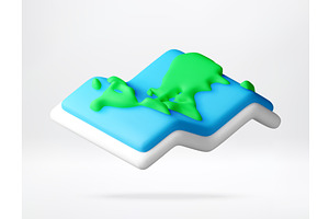 3d world map icon on an abstract, an Illustration by Abscent