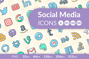 Social media icons, an Outline Icon by Kalash