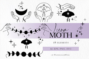 Celestial Luna Moth Vector Clip Art