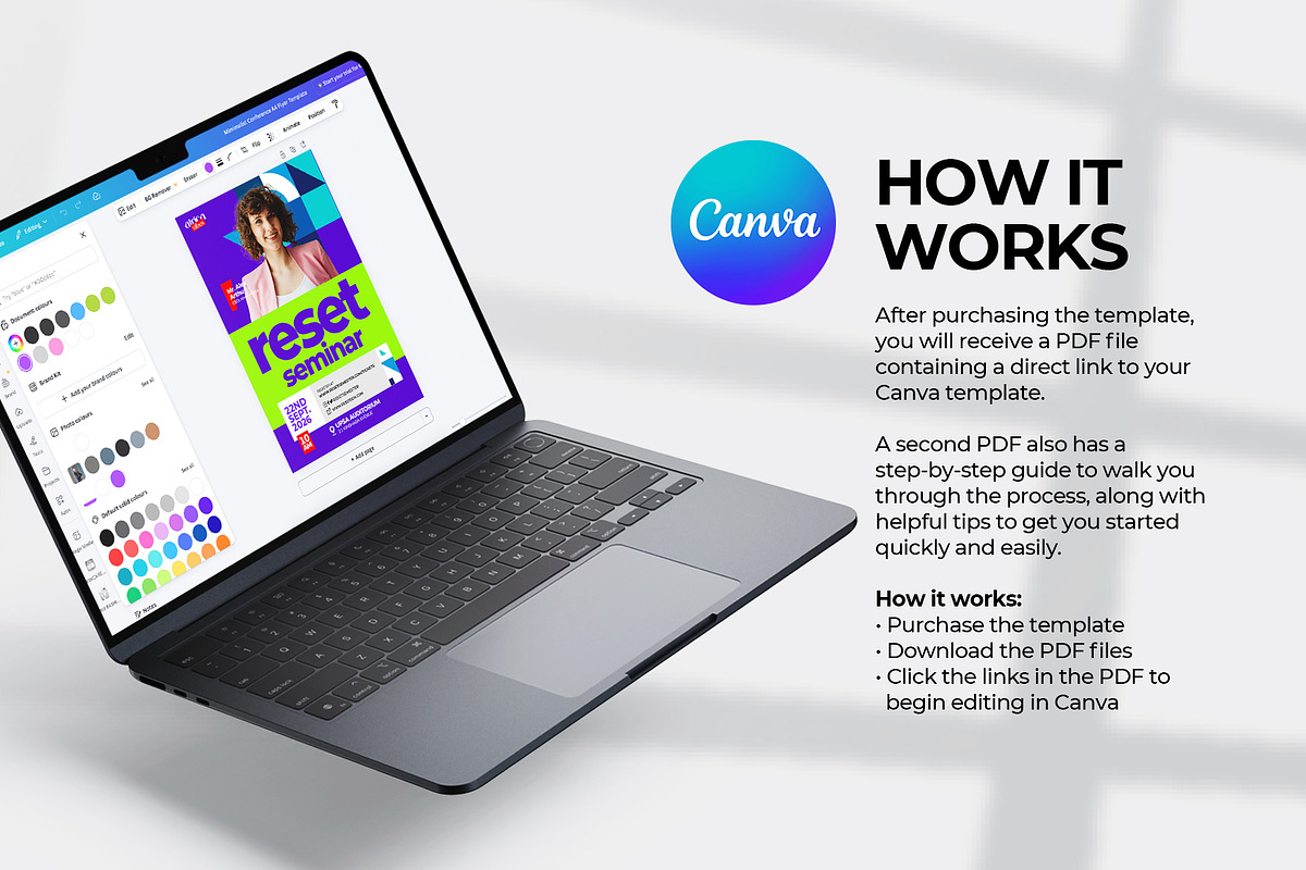 Modern Seminar Flyer | Canva & PSD, a Flyer Template by Vintage Impressions (Photo 3 of 6)