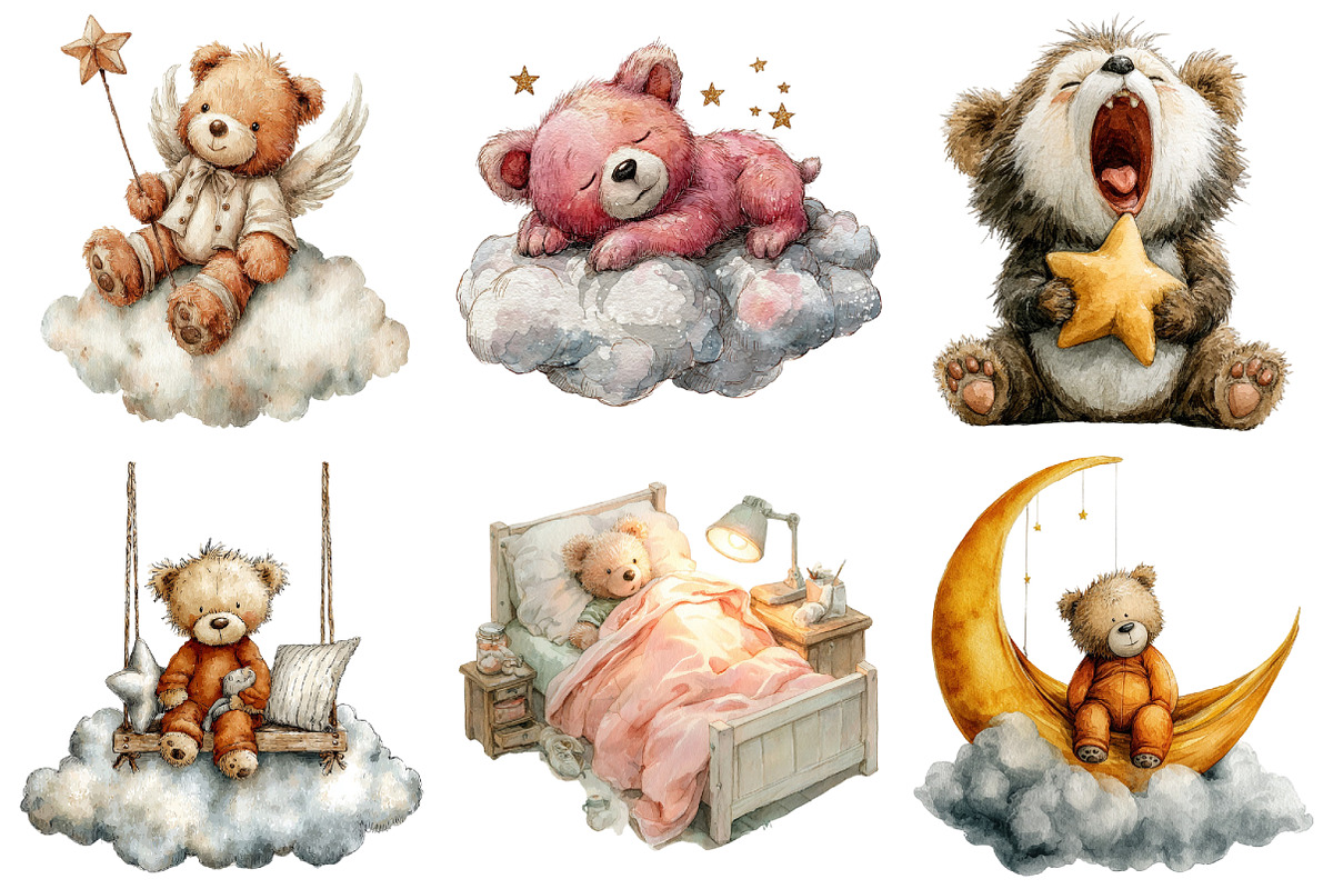 Sweet Dreams Pink Teddy Bear Clipart, an Illustration by Craft Nest (Photo 5 of 6)