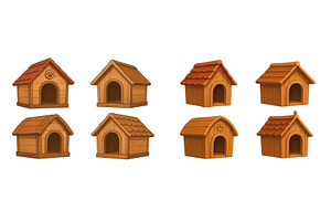 Wooden dog houses in various styles, an Illustration by ZinetroN