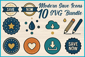 Modern Save Icons SVG Bundle, an Object Illustration by Artivon