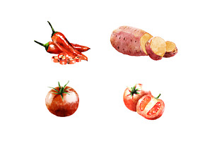 Beautiful Watercolor Vegetables Set