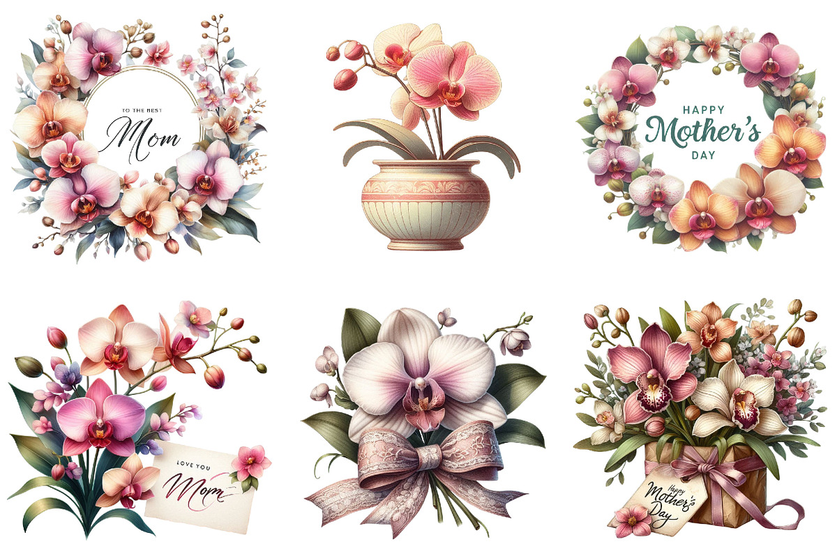 Orchid Mother's Day Clipart Bundle., a Graphic by CitraGraphics (Photo 4 of 4)