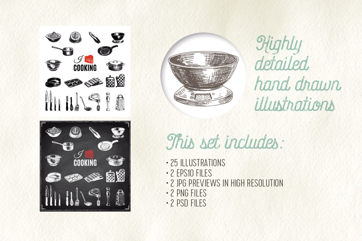 Kitchen tools sketch illustrations, a Food Illustration by Natalya Levish (Photo 2 of 3)
