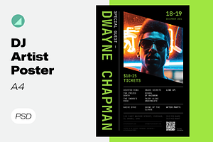 Nightclub DJ Artist Event PSD Poster, a Flyer Template by Danil Polshin