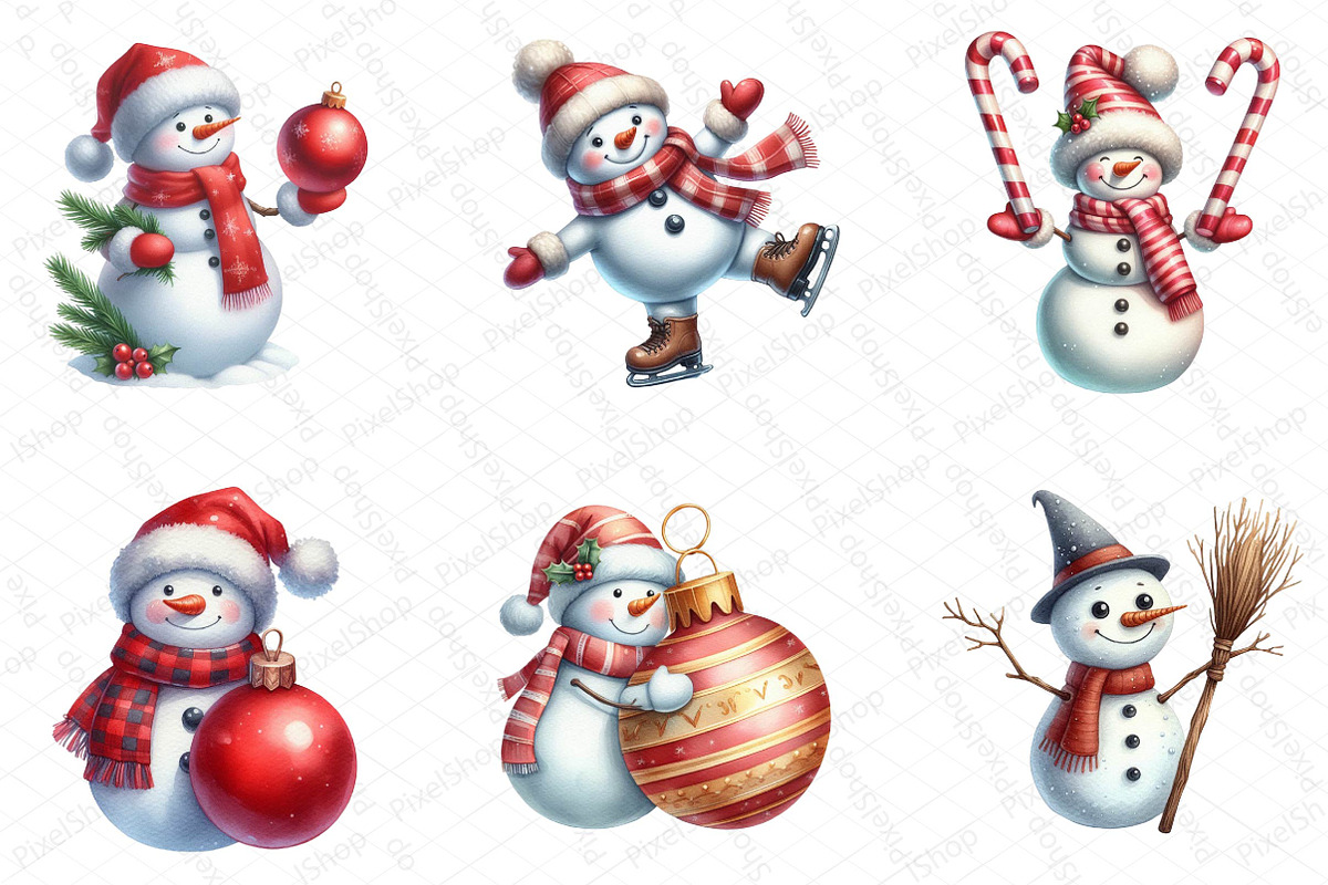 Funny Christmas Snowman Clipart, an Illustration by DreamPrint404 (Photo 5 of 6)