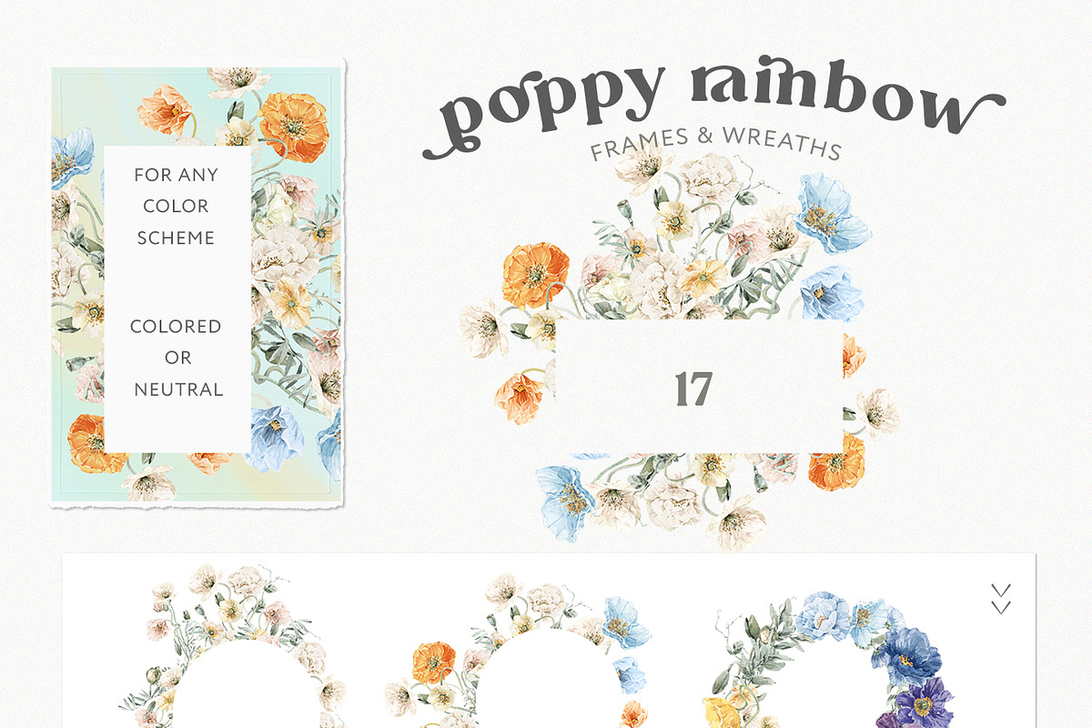 Poppy Rainbow Floral Watercolor Set, an Illustration by Cat In Colour (Photo 6 of 10)
