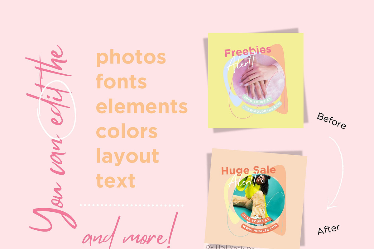 Popping Instagram Post Templates, a Social Media Template by Hell Yeah ...