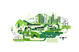 Green city sustainable urban, a Transportation Illustration by Zaie