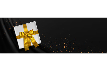 3d gift box with gold ribbon on, an Object 3D Model by art PVP - market