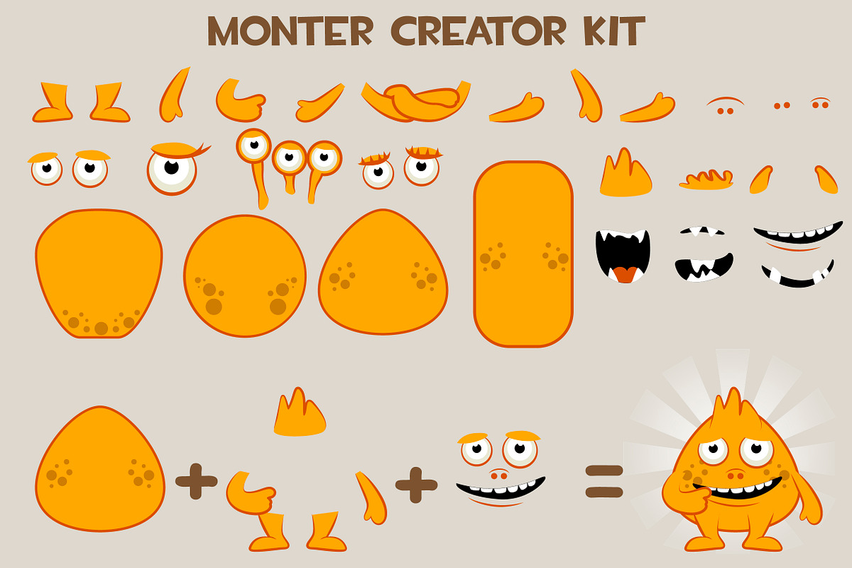Vector collection of cute Monsters, an UI Kit Template by BabySofja (Photo 2 of 4)