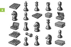 Vintage Chess Pieces Collection, an Object Graphic by RT Studio