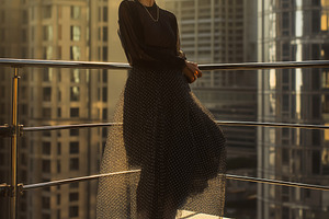 Woman Posing on City Rooftop, a Person Photo by Ocean Digital Art