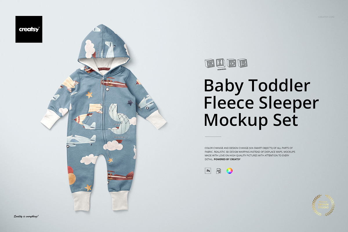Baby Toddler Fleece Sleeper Mockups, a Bottom Mockup by creatsy5 (Photo 1 of 7)