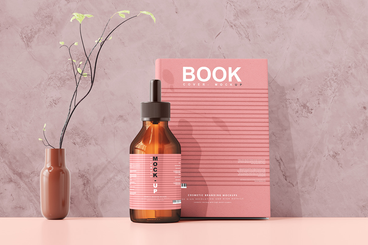 Amber Glass Dropper Bottle Mockups, a Cups & Container Mockup by pmvch (Photo 6 of 26)