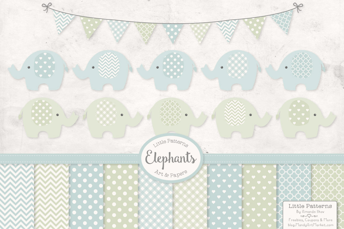 Boys Pastel Elephants & Patterns, an Illustration by Amanda Ilkov (Photo 1 of 3)