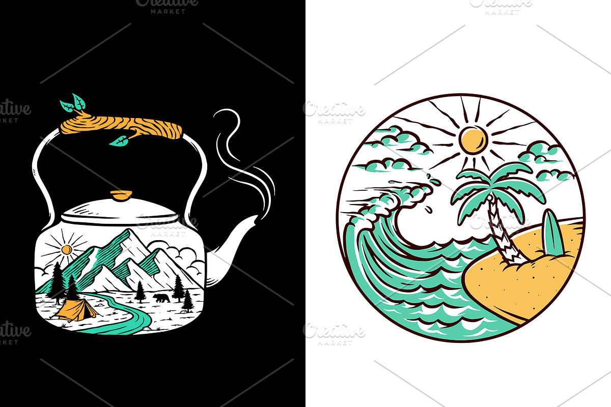 25 in 1 Bundle - Beach & Mountain, a Seasonal Illustration by gunaonedesign (Photo 21 of 21)