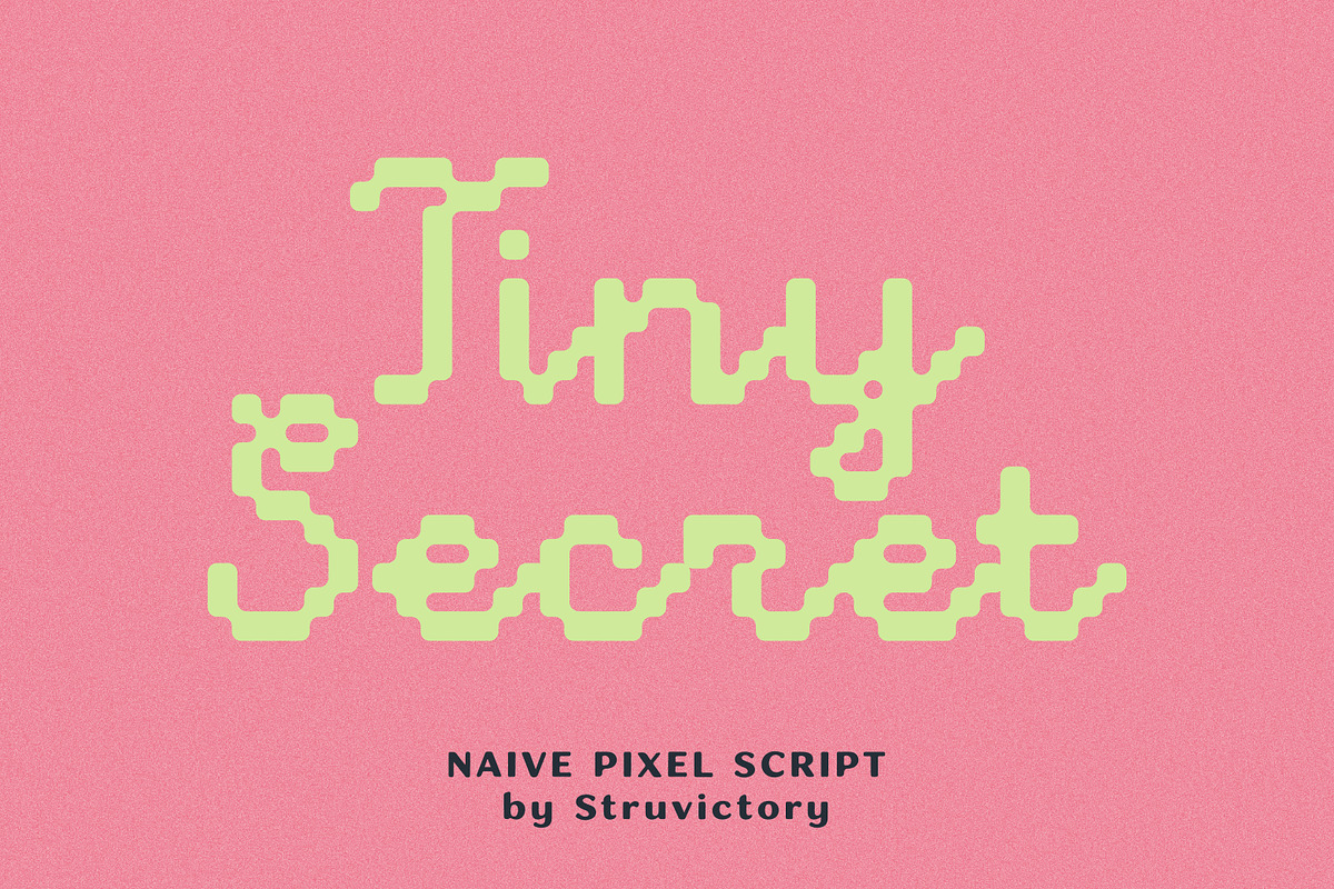 Tiny Secret Naive Pixel Art Script, a Script Font by Struvictory.art (Photo 1 of 8)
