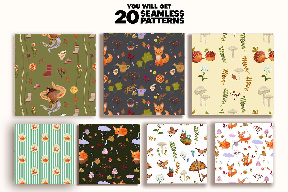 Thanksgiving Patterns & Elements, an Animal Illustration by FaliushViktoriaArtist (Photo 2 of 14)