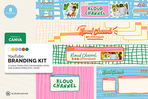 YouTube Branding Kit - Happy Doodle, a Social Media Template by KloudCanvas
