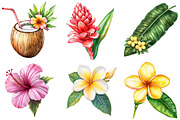 Watercolor Tropical Flowers Clipart, an Illustration by Watercolor design (Thumbnail 2 of 4)