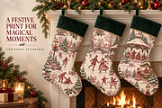 Vintage Holiday Toile Pattern Bundle, a Pattern Graphic by Olya Creative (Thumbnail 13 of 31)
