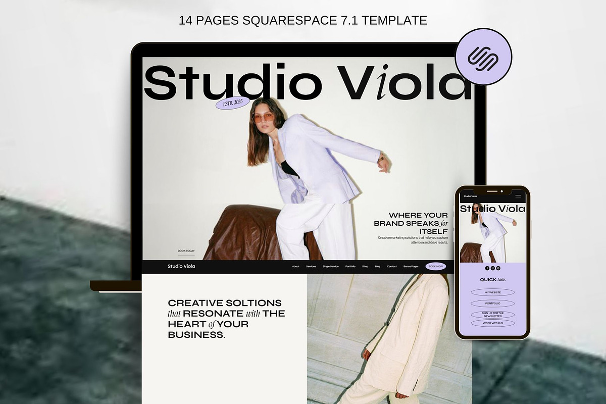 Purple Squarespace 7.1 Template, a Websites & App Template by Row Creative (Photo 1 of 10)