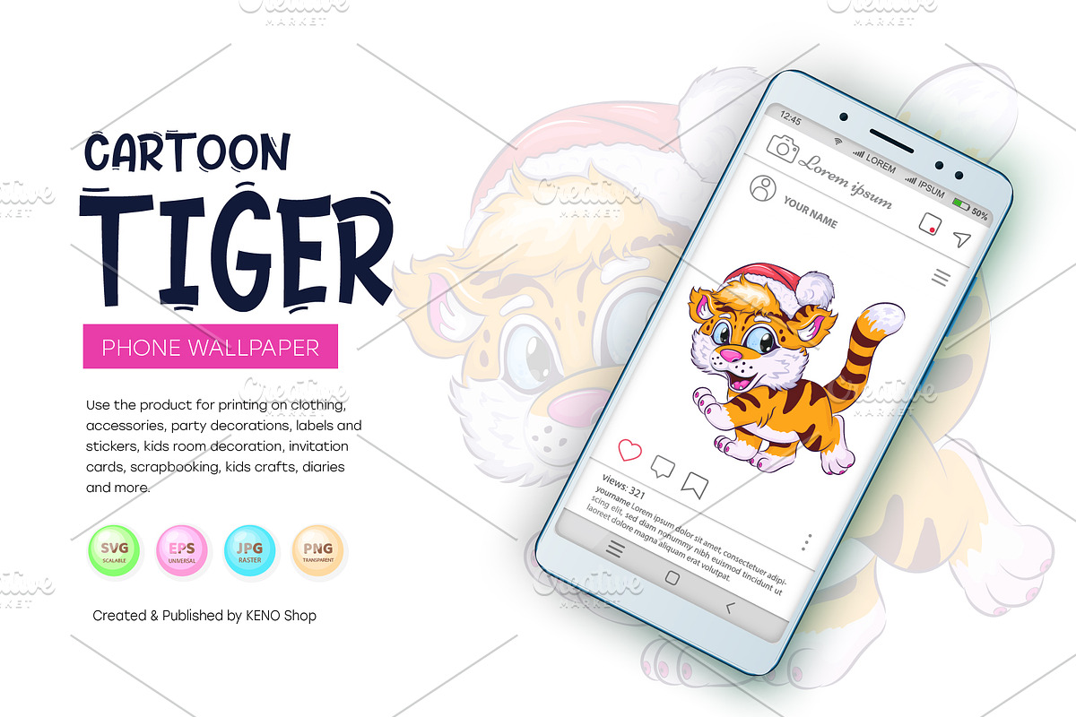 Cute Cartoon Tiger., an Animal Illustration by KENO Mascots (Photo 6 of 9)